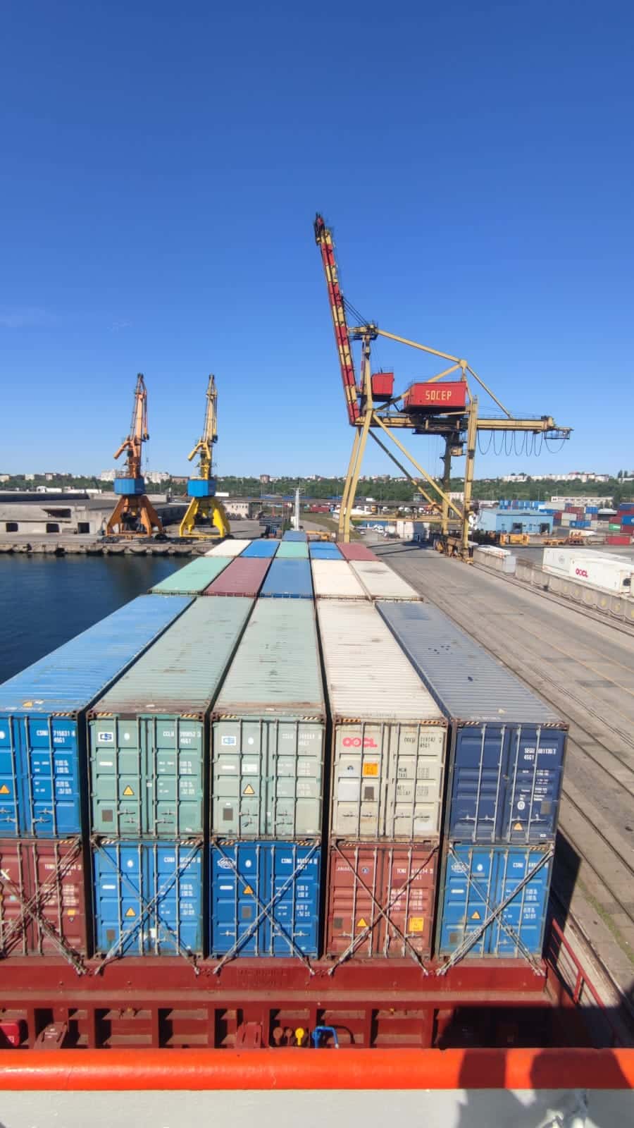 Container operation and port cranes at Constanta.